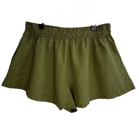 NWT by ANTHROPOLOGIE The Somerset Linen Shorts High Rise Olive Green Women's XL - Picture 4 of 9